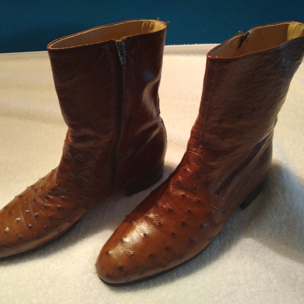 Bally Full Quill Ostrich Leather Boots